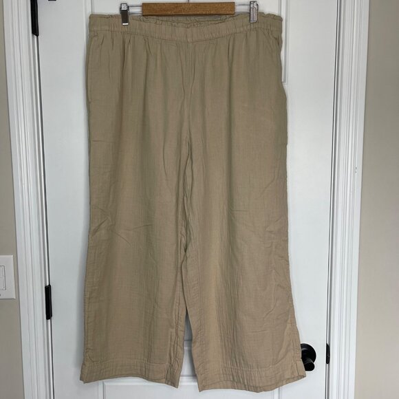 Old Navy High-Rise Wide-Leg Pants Women's Size XL Khaki 100% Cotton‎ Pockets - Picture 2 of 10